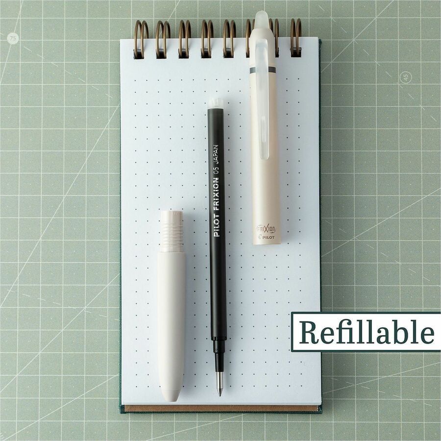 Image of Pilot® Frixion Waai Erasable Gel Pen, Retractable, Extra Fine 0.5 mm, Black Ink, Beige/Black Barrel, Dozen