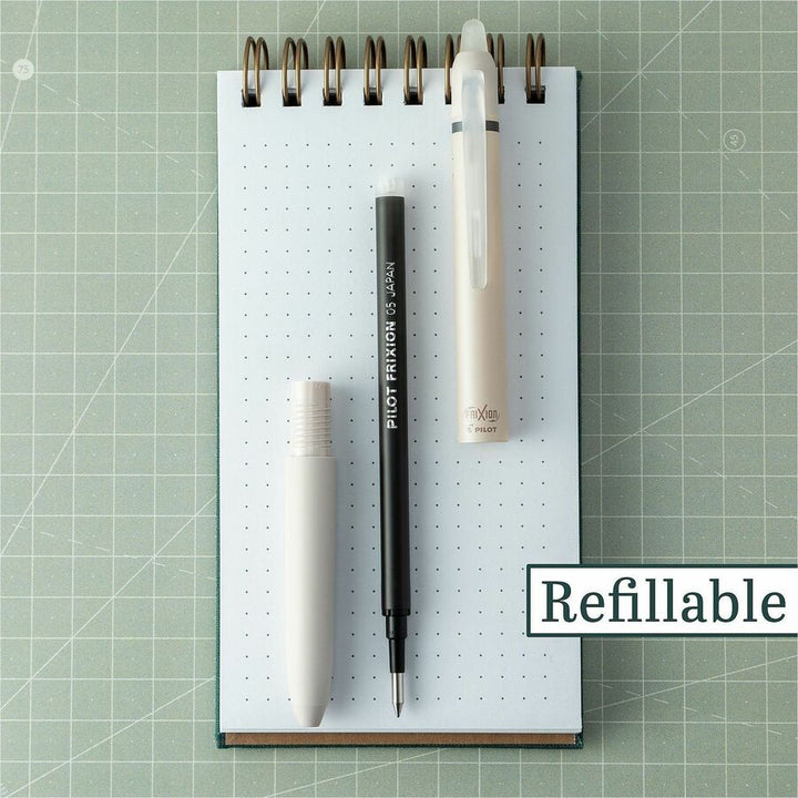 Image of Pilot® Frixion Waai Erasable Gel Pen, Retractable, Extra Fine 0.5 mm, Black Ink, Beige/Black Barrel, Dozen