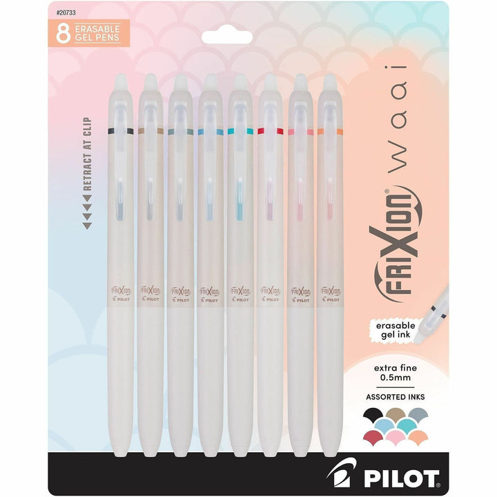 Image of Pilot® Frixion Waai Erasable Gel Pen, Retractable, Extra Fine, 0.5 mm, Assorted Ink and Barrel Colors, 8/Pack