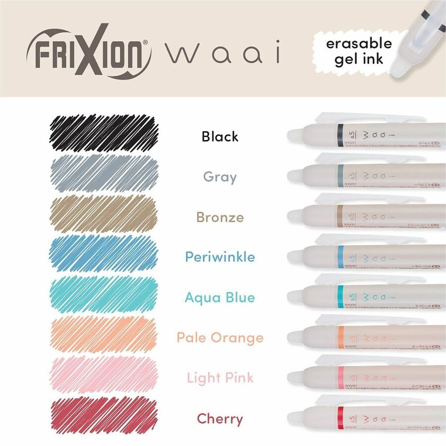 Image of Pilot 21068 FriXion Waai Pen Collection, 0.5 mm Extra Fine Pen Point, Retractable, Erasable, Periwinkle Ink, Gel-based, Writing, 12 / Dozen