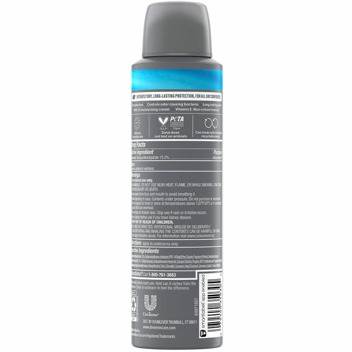 Image of Dove 35030 Men's Deodorant Spray, Spray, 3 Day, Long Lasting, 1 Each