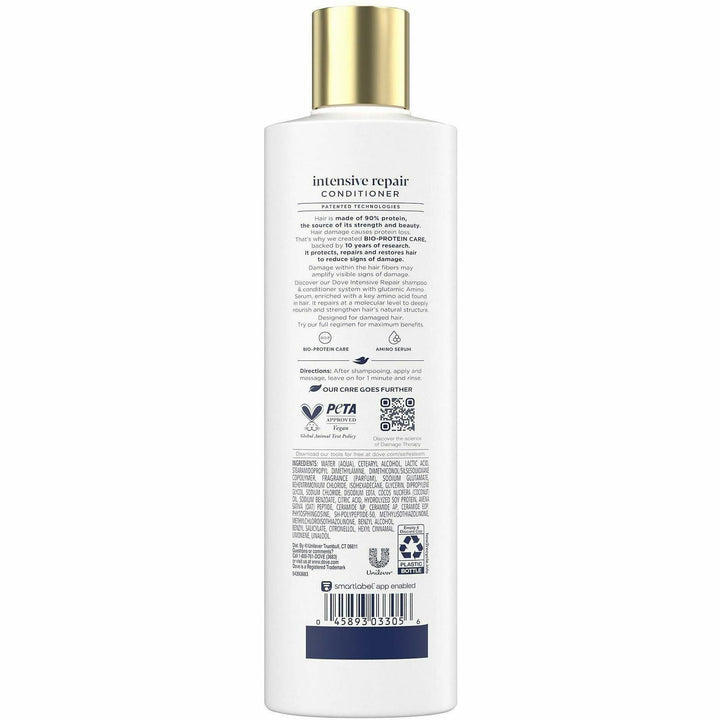 Image of Dove 03305 Intensive Repair Hair Conditioner, 12 fl oz (354.9 mL), Bottle Dispenser, Hair, White, Moisturizing, 1 Each