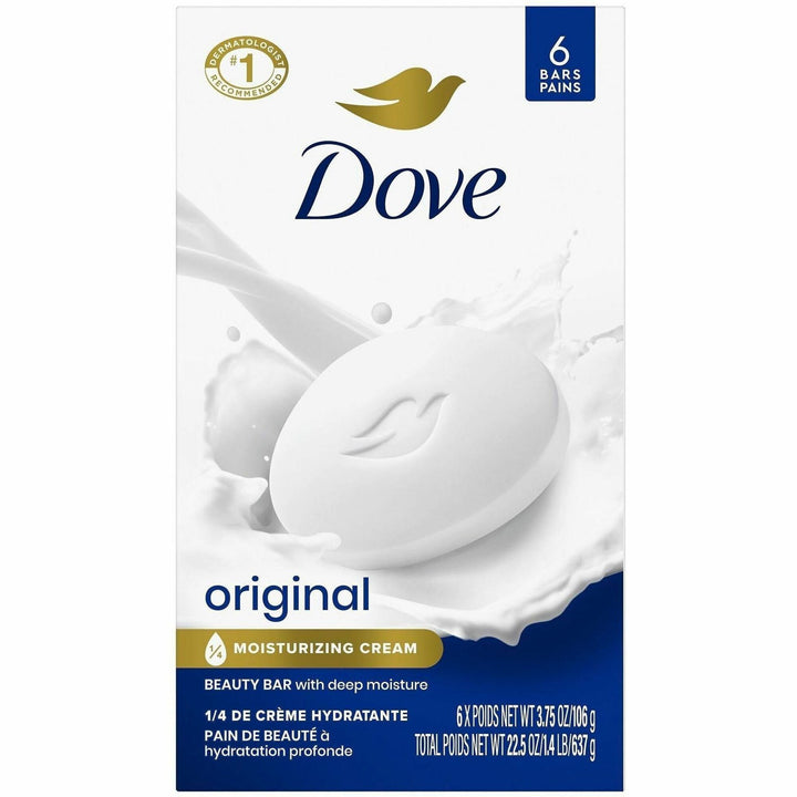Image of Dove 61011 Original Body Bar, For Dry Skin, 4 oz, Body, Skin, Moisturizing, White, 6 / Pack
