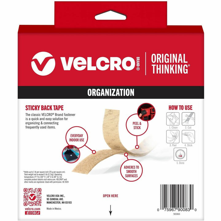 Image of VELCRO® 90083 Sticky Back 15ft x 3/4in Roll Beige