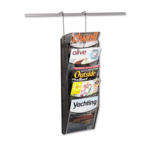 Image of Safco® 5578BL Onyx Mesh Literature Rack, Five Compartments, 10.25w X 3.5d X 28.33h, Black