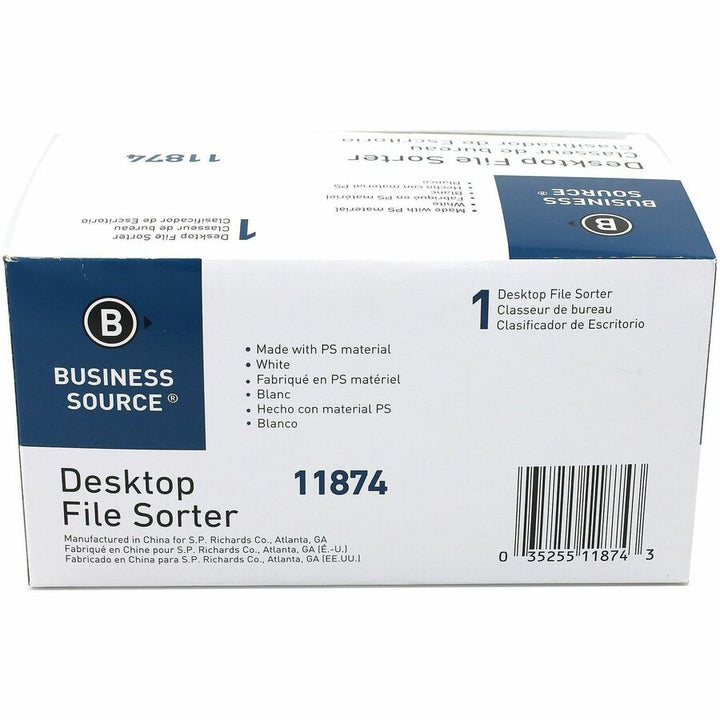 Image of Business Source 11874 6-slot Inclined Desk Step Sorter, 6 Compartment(s), 6.50" H x 8" W x 7.75" Depth, Desktop, Desk, White, 1 Each