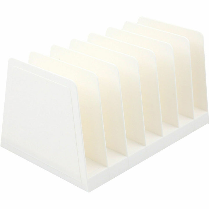 Image of Business Source 11874 6-slot Inclined Desk Step Sorter, 6 Compartment(s), 6.50" H x 8" W x 7.75" Depth, Desktop, Desk, White, 1 Each