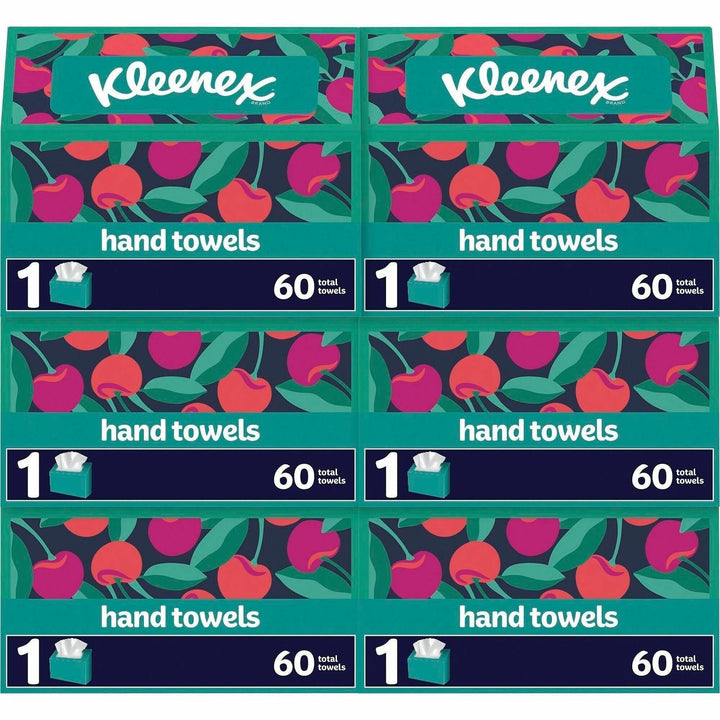 Image of Kleenex 38586CT Disposable Hand Towels, 1 Ply, 8" W x 9.10" Length, White, Paper, 60 Towels/Box, 6 / Carton