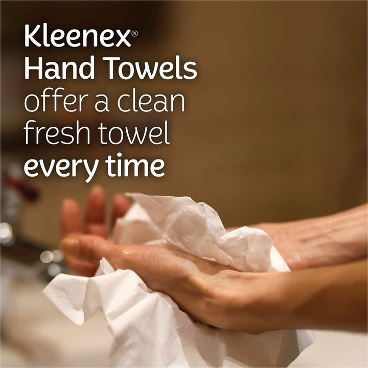 Image of Kleenex 38586CT Disposable Hand Towels, 1 Ply, 8" W x 9.10" Length, White, Paper, 60 Towels/Box, 6 / Carton