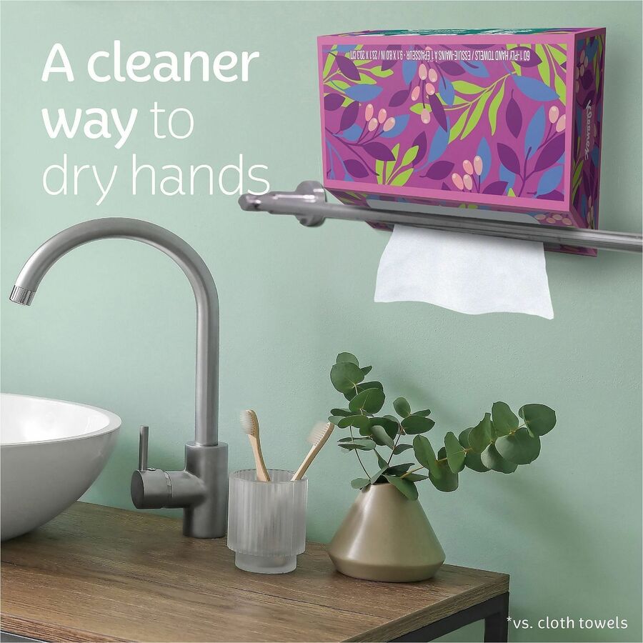 Image of Kleenex 38586CT Disposable Hand Towels, 1 Ply, 8" W x 9.10" Length, White, Paper, 60 Towels/Box, 6 / Carton