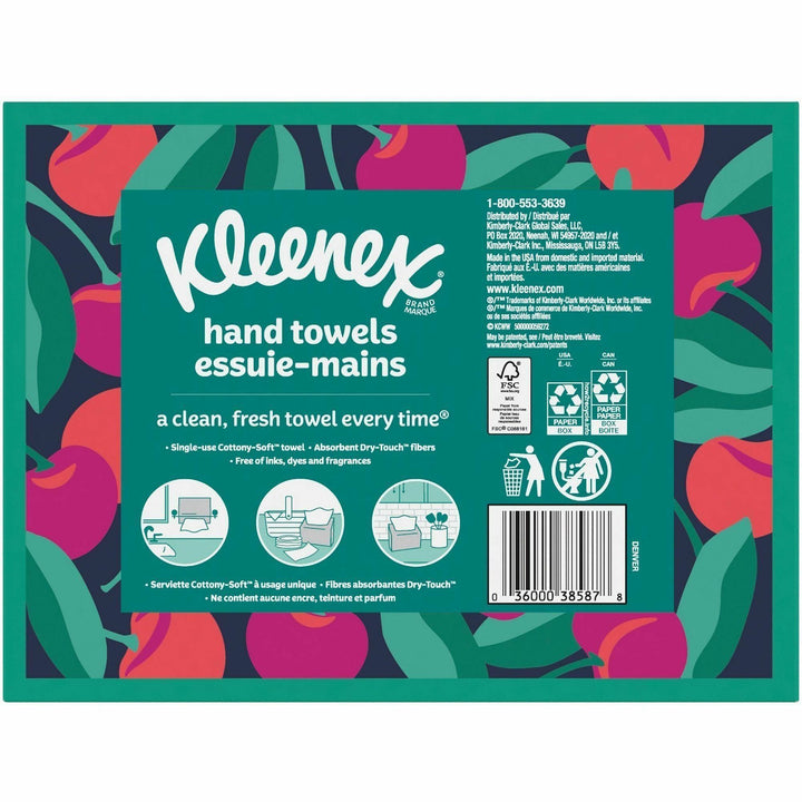 Image of Kleenex 38586CT Disposable Hand Towels, 1 Ply, 8" W x 9.10" Length, White, Paper, 60 Towels/Box, 6 / Carton