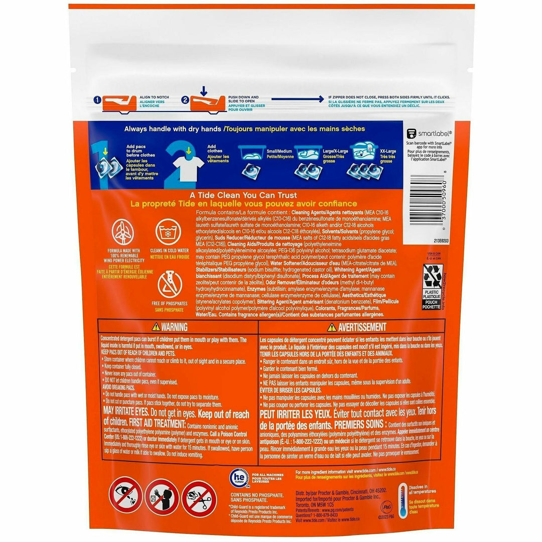 Image of Tide 93123 PODS Laundry Detergent Pacs, For Laundry, Clothes, Concentrate, Spring Meadow Scent, Recommended For: Stain Remover, Blue, 31 / Bag