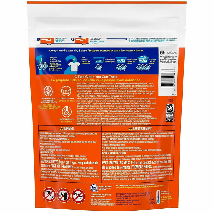 Image of Tide 93123 PODS Laundry Detergent Pacs, For Laundry, Clothes, Concentrate, Spring Meadow Scent, Recommended For: Stain Remover, Blue, 31 / Bag
