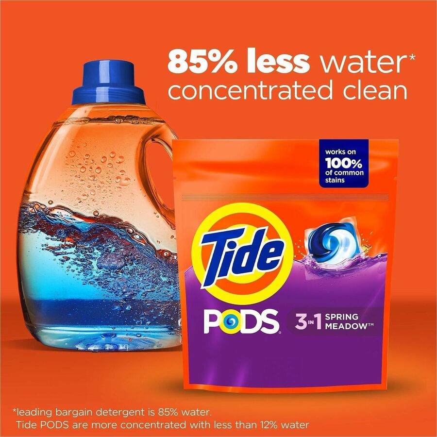 Image of Tide 93123 PODS Laundry Detergent Pacs, For Laundry, Clothes, Concentrate, Spring Meadow Scent, Recommended For: Stain Remover, Blue, 31 / Bag