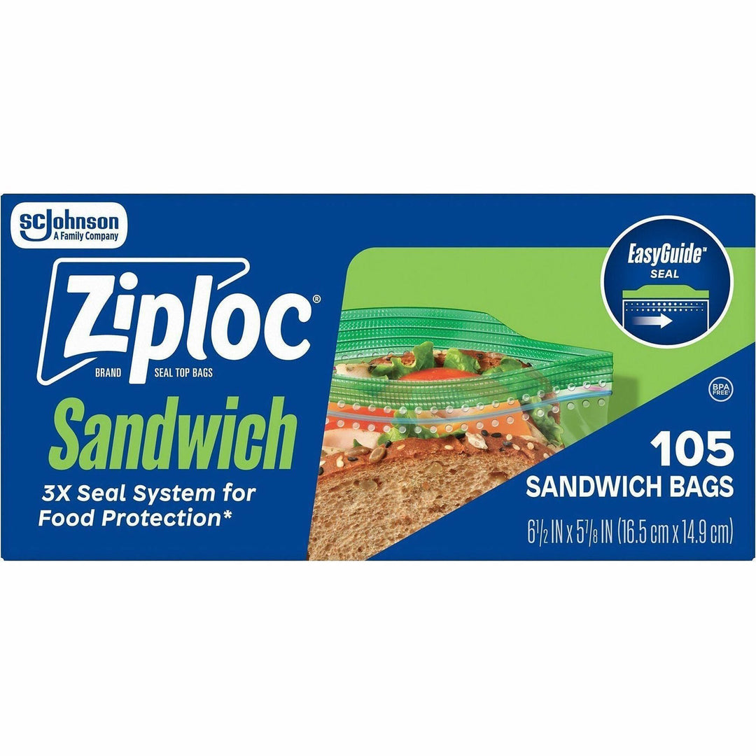 Image of SC Johnson 383211CT Ziploc Sandwich Bags, Textured, Clear, Plastic, 12 / Carton