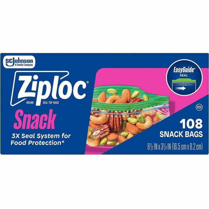 Image of SC Johnson 383215CT Snack Size Storage Bags, Textured, Clear, Plastic, 12 / Carton