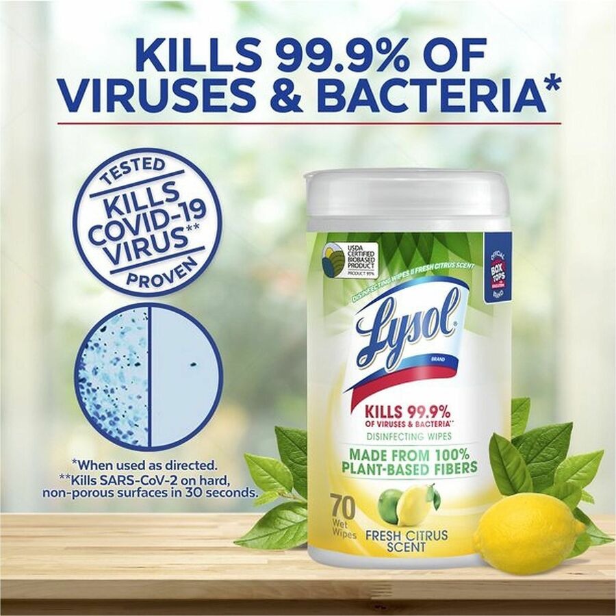 Image of Lysol 49128 Plant-Based Fiber Disinfecting Wipes