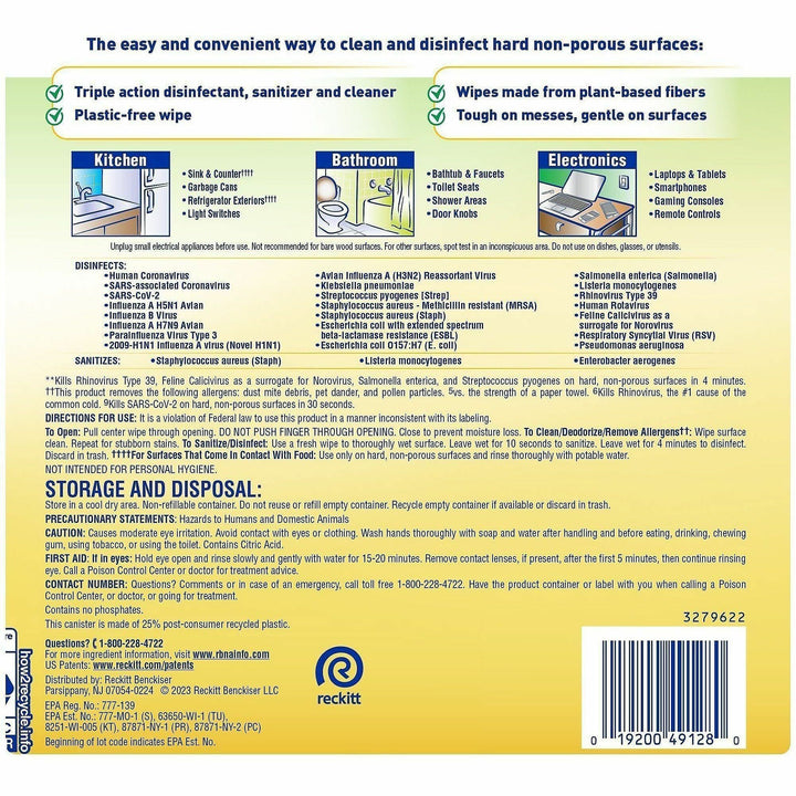 Image of Lysol 49128 Plant-Based Fiber Disinfecting Wipes