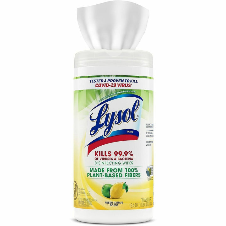 Image of Lysol 49128 Plant-Based Fiber Disinfecting Wipes