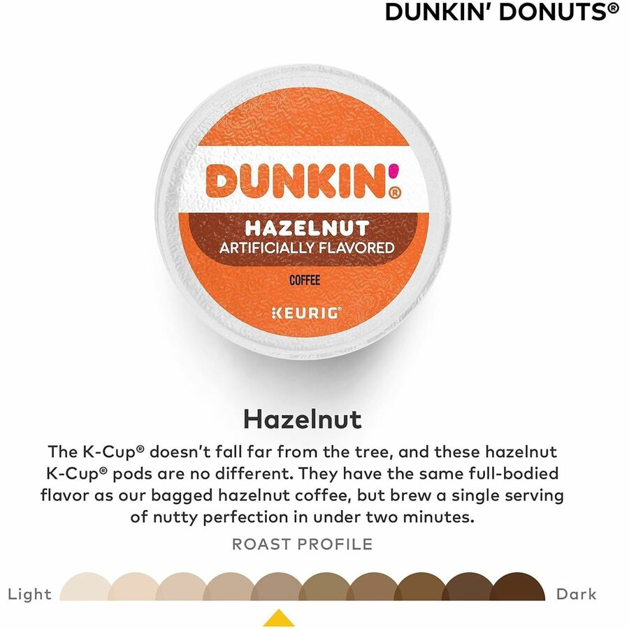 Image of Dunkin' Donuts® 1270CT Hazelnut Coffee, Medium, 22 K-Cup, K-Cup, Hazelnut, Original Blend, 4 / Carton