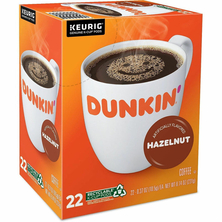 Image of Dunkin' Donuts® 1270CT Hazelnut Coffee, Medium, 22 K-Cup, K-Cup, Hazelnut, Original Blend, 4 / Carton
