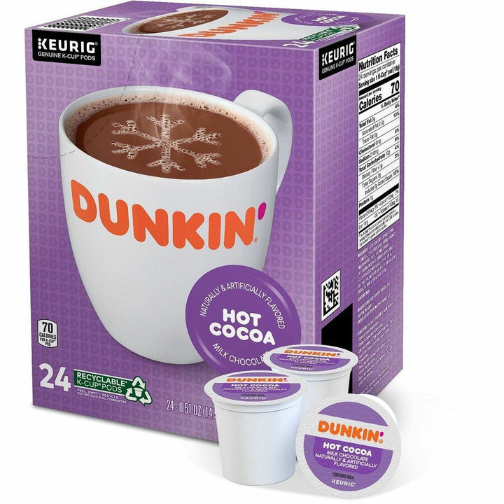 Image of Dunkin'® 1261CT Milk Chocolate Hot Cocoa, Compatible with Keurig Brewer, 22 K-Cup, K-Cup, Pod, Milk Chocolate, Hot Cocoa, Kosher, 4 / Carton