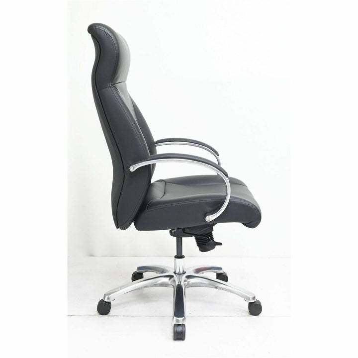 Image of Lorell 63310 Pike High Back Executive Chair, High Back, Black, Polyurethane, Armrest, 1 Each