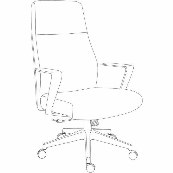 Image of Lorell 63305 Fuerte Executive/Conference High-Back Chair with Polished Aluminum Arms, High Back, Black, Poly, Polyurethane, Armrest, 1 Each