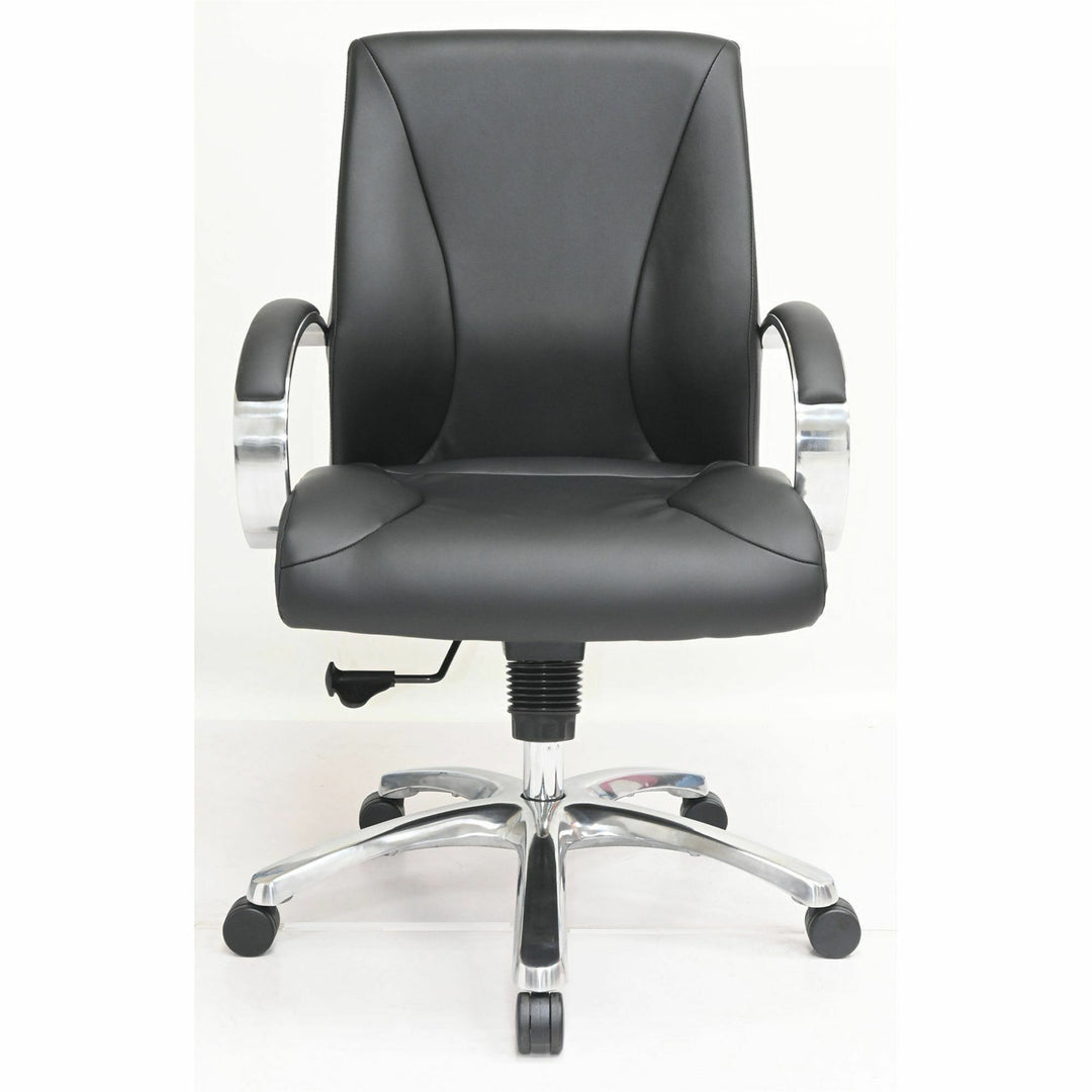 Image of Lorell 63311 Pike Mid-Back Executive Chair, Mid Back, Black, Polyurethane, Armrest, 1 Each