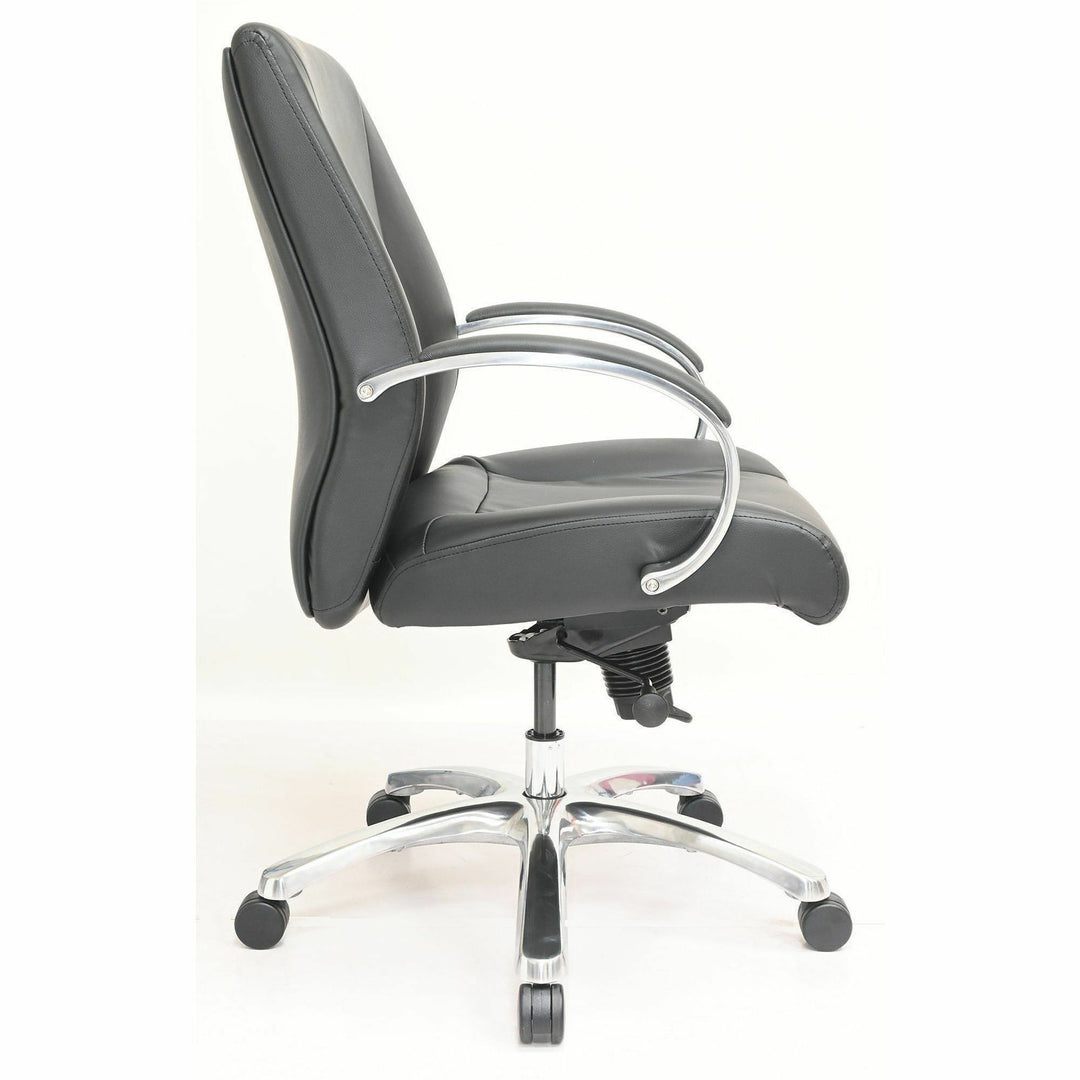 Image of Lorell 63311 Pike Mid-Back Executive Chair, Mid Back, Black, Polyurethane, Armrest, 1 Each