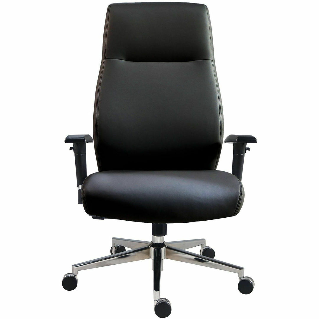Image of Lorell 63300 Fuerte Executive High-Back Chair with Adjustable Arms, High Back, Black, Poly, Polyurethane, Armrest, 1 Each