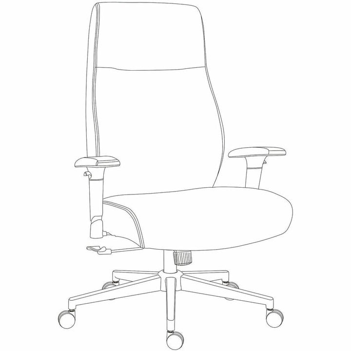 Image of Lorell 63300 Fuerte Executive High-Back Chair with Adjustable Arms, High Back, Black, Poly, Polyurethane, Armrest, 1 Each