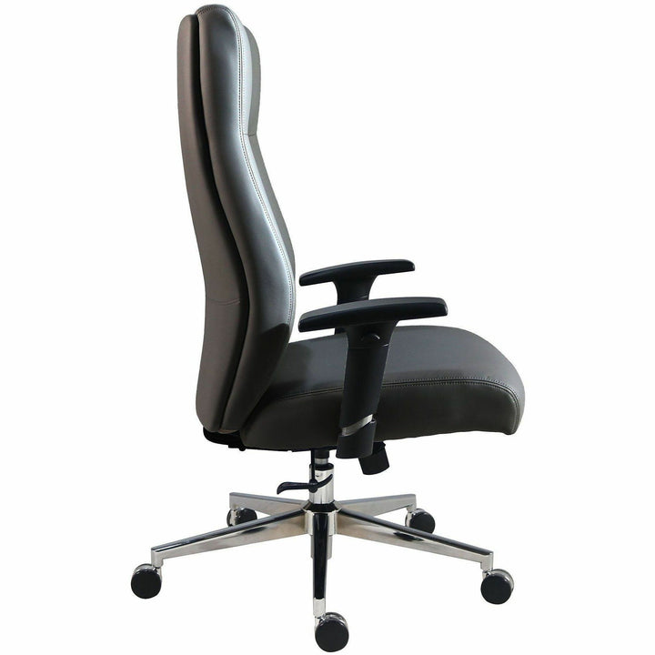 Image of Lorell 63300 Fuerte Executive High-Back Chair with Adjustable Arms, High Back, Black, Poly, Polyurethane, Armrest, 1 Each