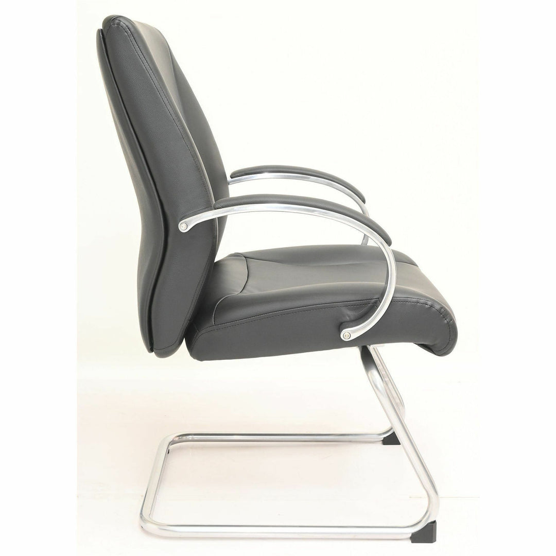 Image of Lorell 63312 Pike Executive Guest Chair, Low Back, Cantilever Base, Black, Polyurethane, Armrest, 1 Each