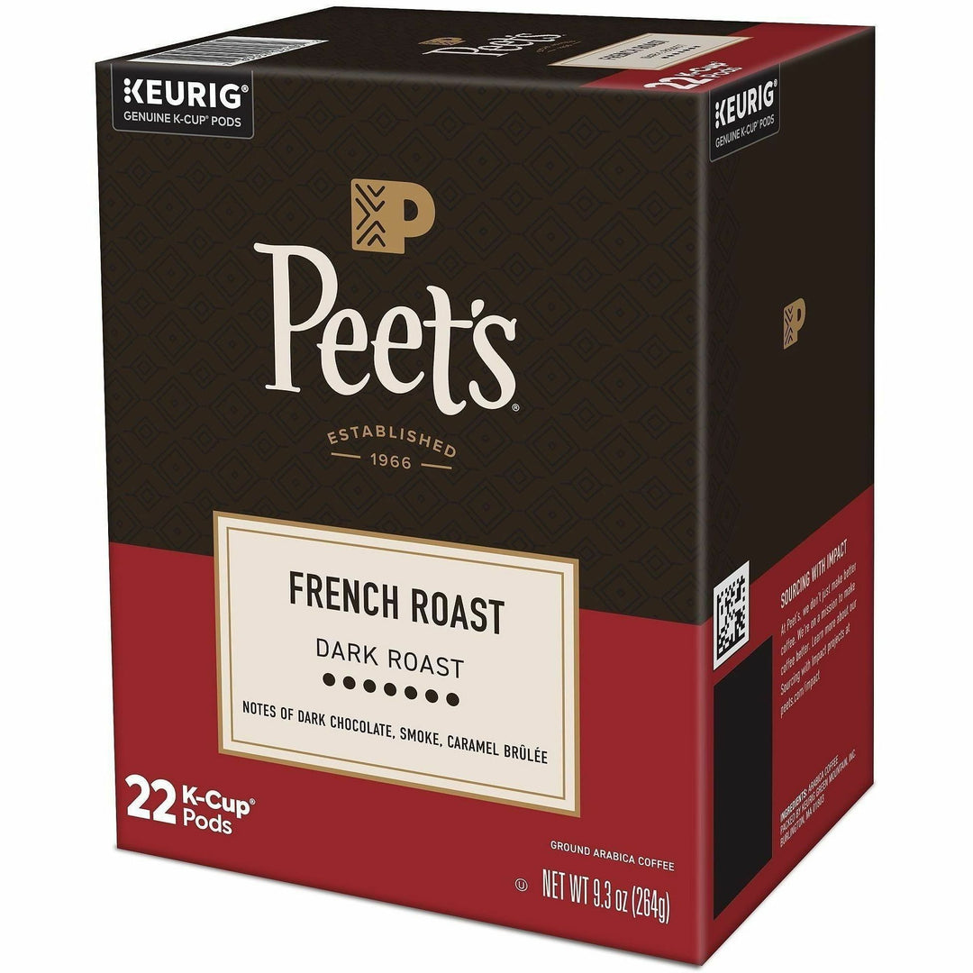Image of Peet's 2405CT French Roast Coffee, Compatible with Keurig Brewer, Dark, 22 K-Cup, K-Cup, French Roast, 4 / Carton