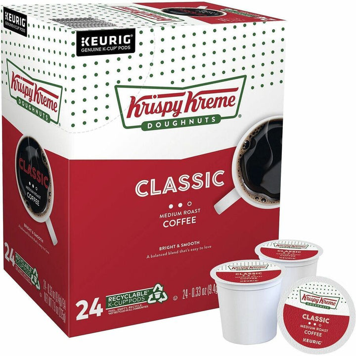 Image of Krispy Kreme Doughnuts® 6110CT Classic Coffee, Compatible with Keurig Brewer, Medium, 24 K-Cup, K-Cup, Classic, 4 / Carton