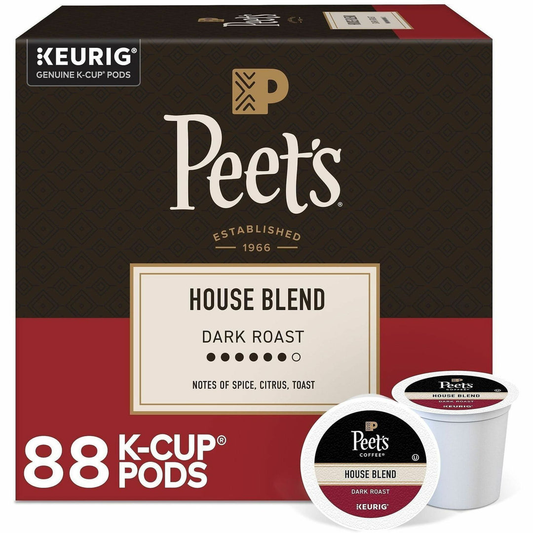 Image of Peet's 2410CT House Blend Coffee, Compatible with Keurig Brewer, Dark, 22 K-Cup, K-Cup, House Blend, 4 / Carton