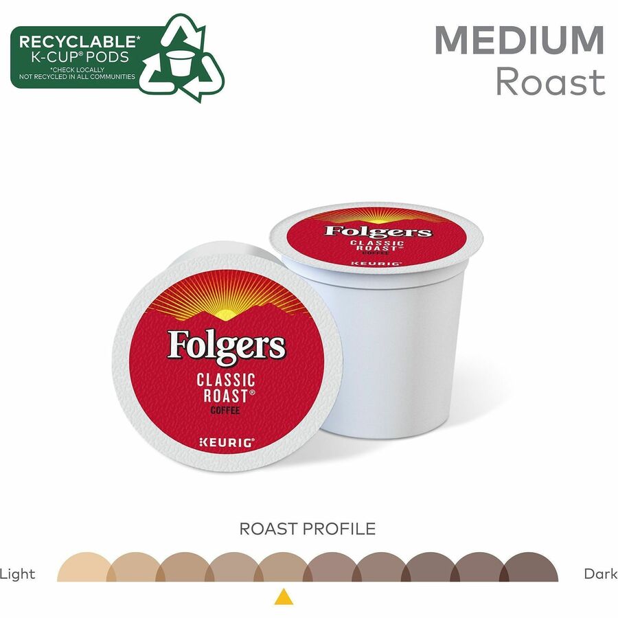 Image of Folger 7456CT Classic Roast Coffee, Compatible with Keurig K-Cup Brewer, American, Medium, 24 K-Cup, K-Cup, Classic Roast, 4 / Carton