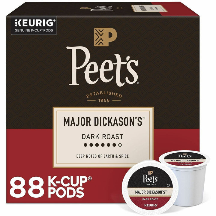 Image of Peet's 2403CT Major Dickason's Blend Coffee, Compatible with Keurig Brewer, Dark, 22 K-Cup, K-Cup, Major Dickason's, 4 / Carton