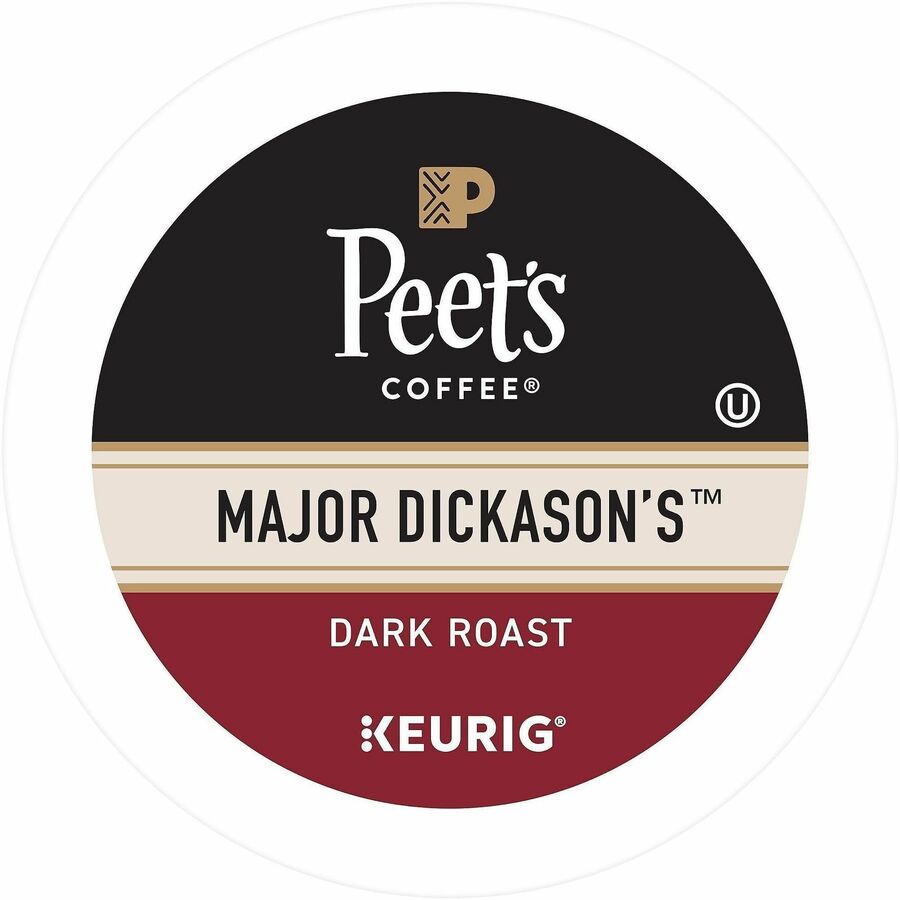 Image of Peet's 2403CT Major Dickason's Blend Coffee, Compatible with Keurig Brewer, Dark, 22 K-Cup, K-Cup, Major Dickason's, 4 / Carton