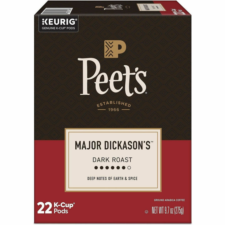 Image of Peet's 2403CT Major Dickason's Blend Coffee, Compatible with Keurig Brewer, Dark, 22 K-Cup, K-Cup, Major Dickason's, 4 / Carton