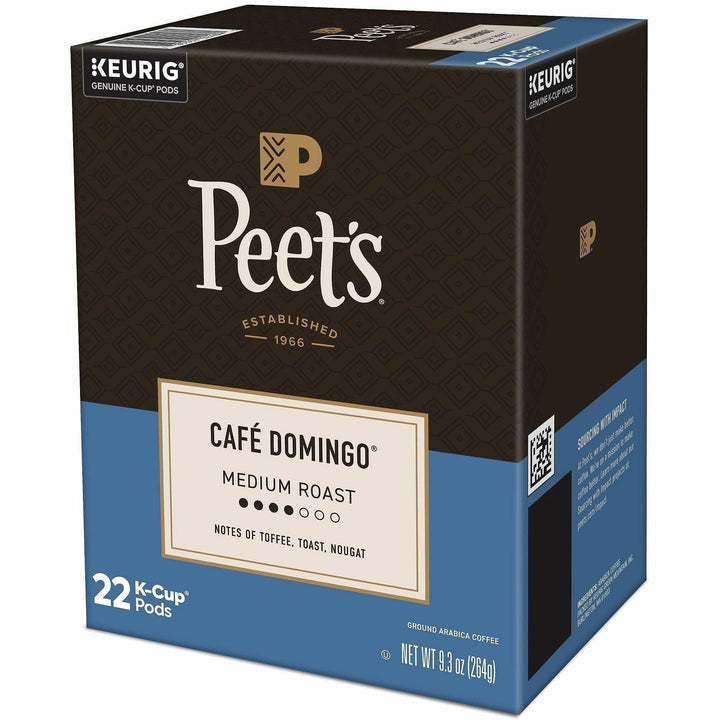 Image of Peet's 2404CT Cafe Domingo Coffee, Compatible with Keurig Brewer, Medium, 22 K-Cup, K-Cup, Cafe Domingo, 4 / Carton
