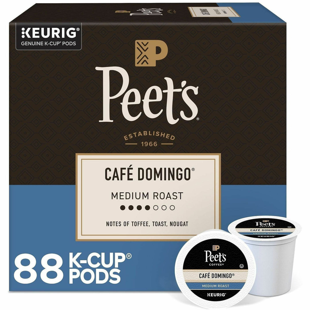 Image of Peet's 2404CT Cafe Domingo Coffee, Compatible with Keurig Brewer, Medium, 22 K-Cup, K-Cup, Cafe Domingo, 4 / Carton
