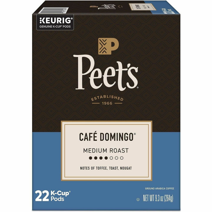Image of Peet's 2404CT Cafe Domingo Coffee, Compatible with Keurig Brewer, Medium, 22 K-Cup, K-Cup, Cafe Domingo, 4 / Carton