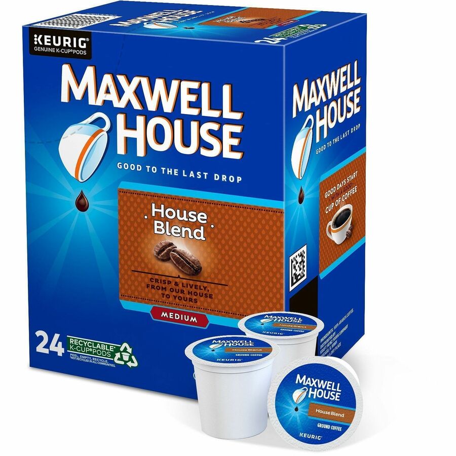 Image of Maxwell House 8047CT House Blend Coffee, Compatible with Keurig K-Cup Brewer, Medium, 24 K-Cup, K-Cup, House Blend, Arabica, 4 / Carton