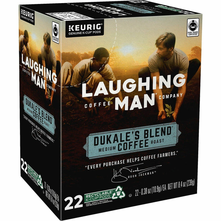 Image of LAUGHING MAN 8338CT Dukale's Blend Coffee, Compatible with Keurig K-Cup Brewer, Medium, 22 K-Cup, K-Cup, Dukale's Blend, Kosher, 4 / Carton