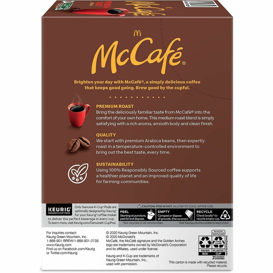 Image of McCafè® 8037CT Premium Roast Coffee, Compatible with Keurig K-Cup Brewer, Medium, 24 K-Cup, K-Cup, Premium Roast, 4 / Carton