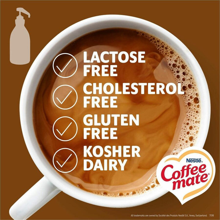 Image of Coffee mate 97955CT Liquid Pump Flavored Creamer, Snickers, Chocolate, Nut, Caramel Flavor, 50.72 fl oz (1.50 L), 300 Serving, 2 / Carton