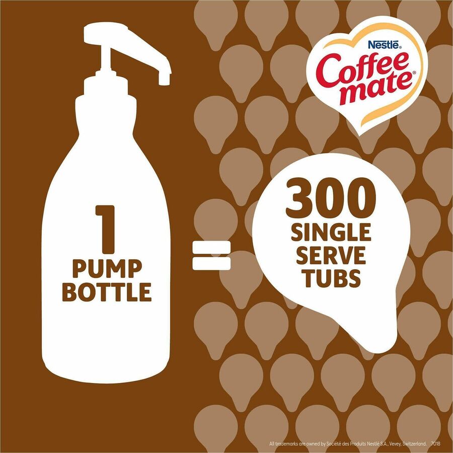Image of Coffee mate 97955CT Liquid Pump Flavored Creamer, Snickers, Chocolate, Nut, Caramel Flavor, 50.72 fl oz (1.50 L), 300 Serving, 2 / Carton