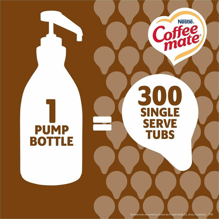 Image of Coffee mate 97955CT Liquid Pump Flavored Creamer, Snickers, Chocolate, Nut, Caramel Flavor, 50.72 fl oz (1.50 L), 300 Serving, 2 / Carton